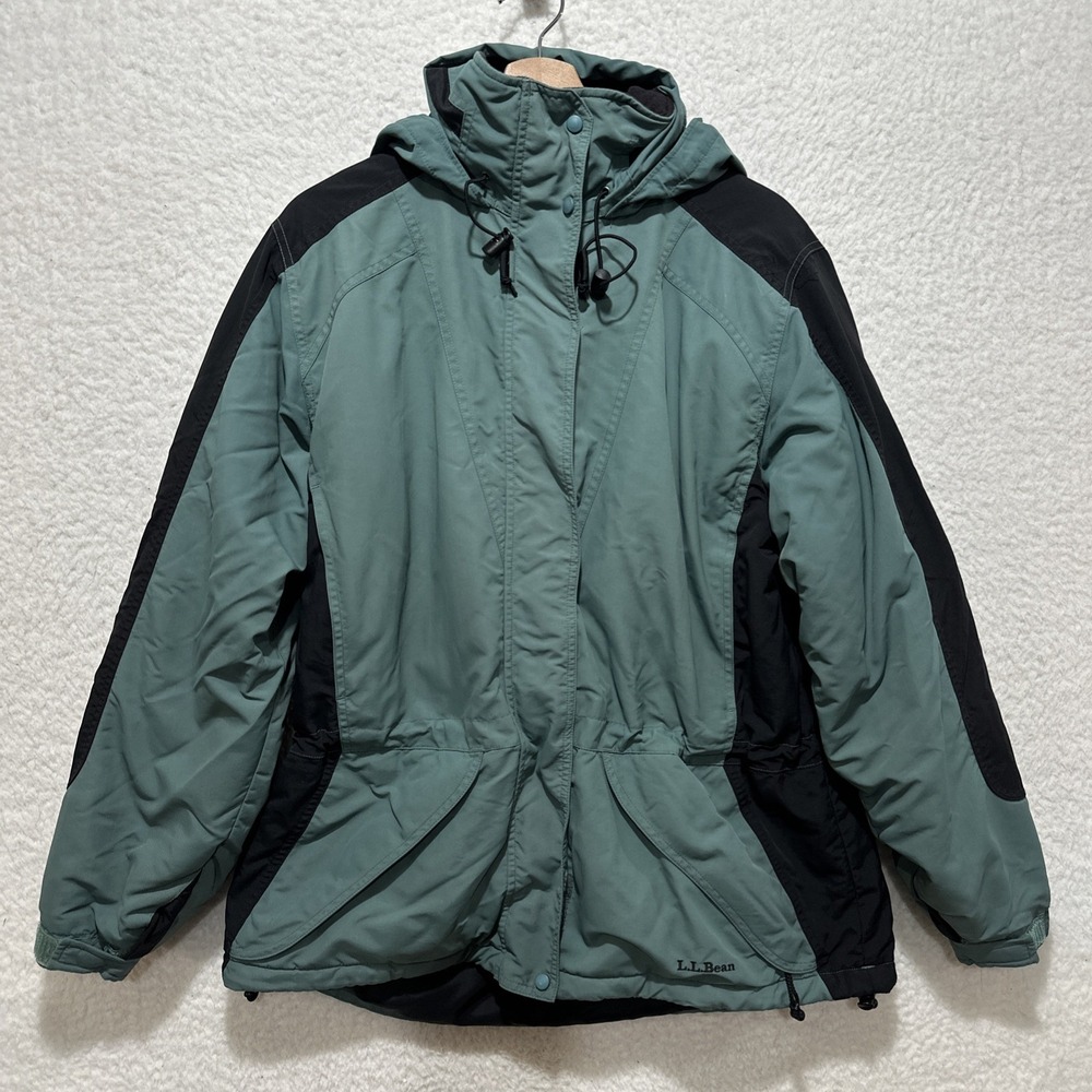 Vintage L.L.‎ Bean Women's Rain Jacket Thinsulate Lined Coat Green Size Large